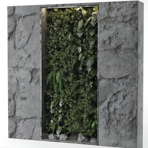 现代石头植物墙